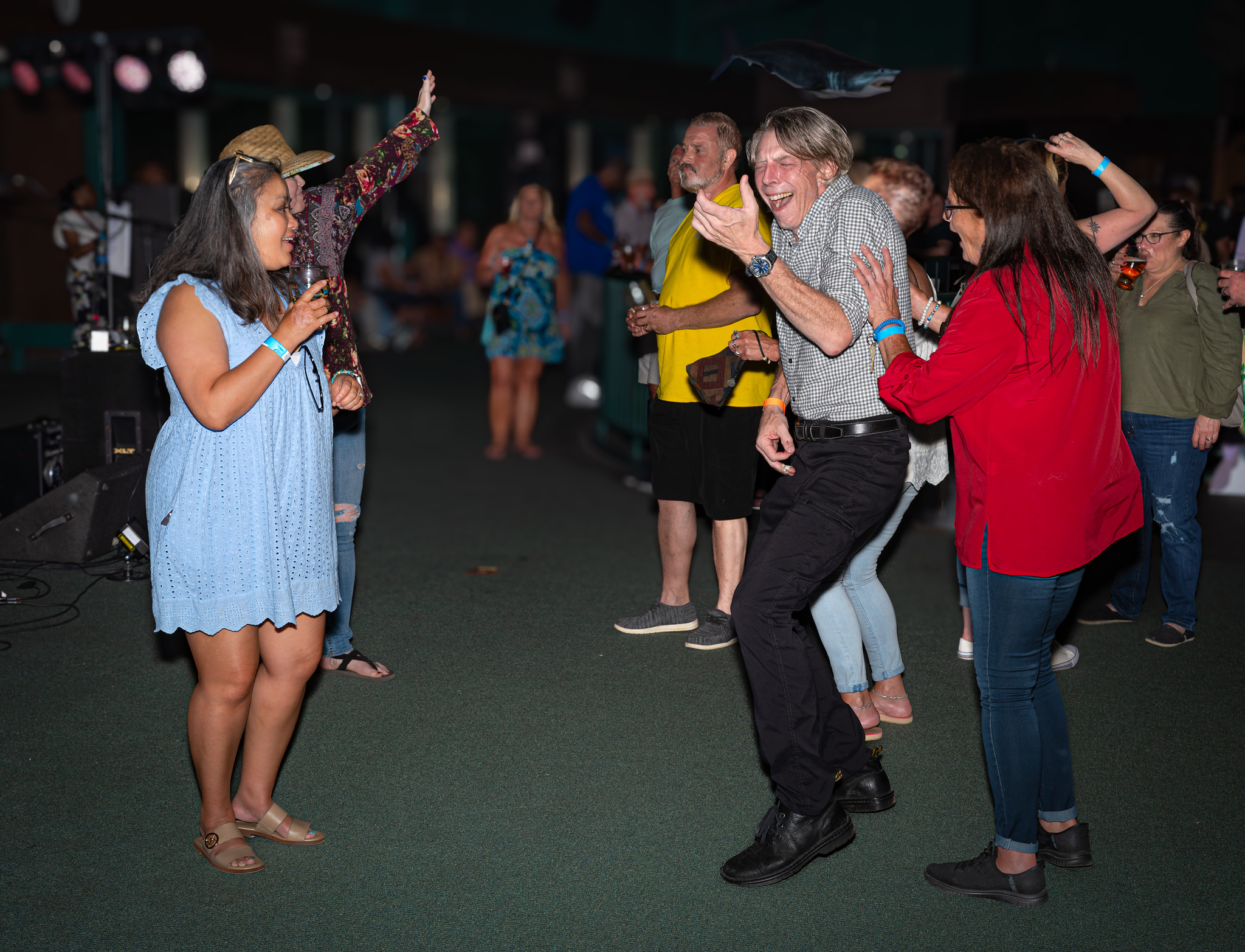 Guests dancing to live music